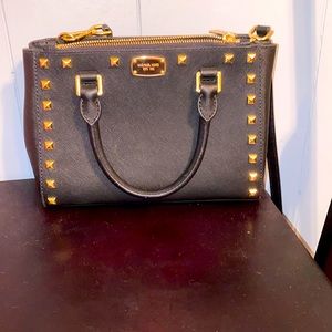 Black Michael Kors Crossbody with Gold Studs